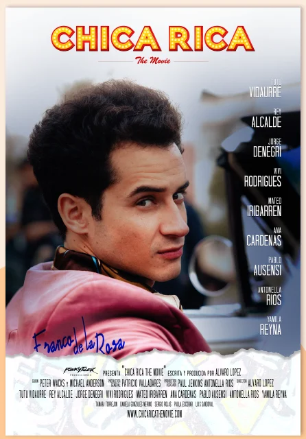 Official poster: portrait of Franco de la Rosa with his signature